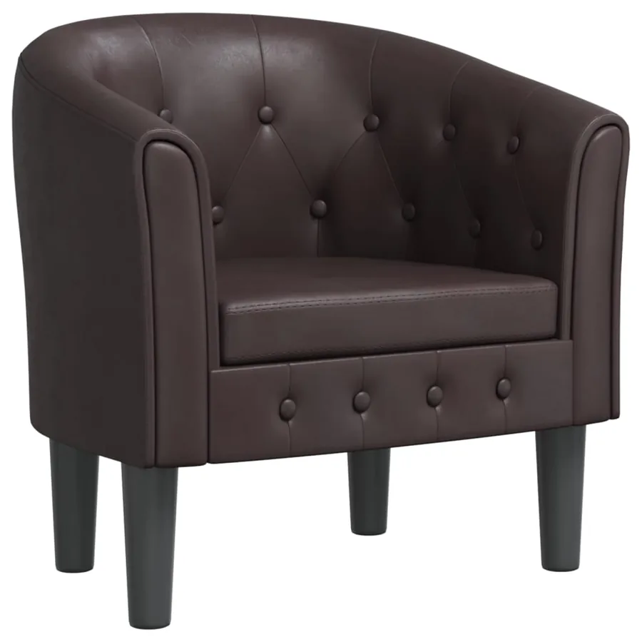Chaise cabriolet marron similicuir - 2