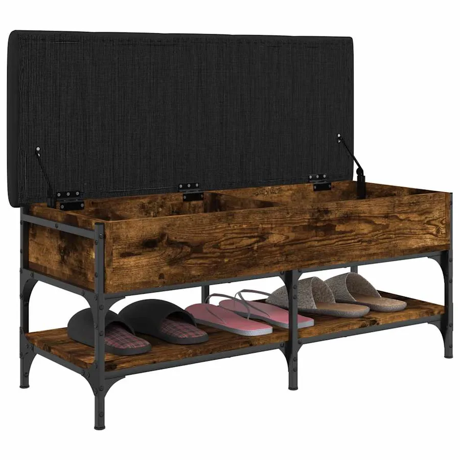 Banc à chaussures chêne fumé 102x42x45 cm bois d'ingénierie - 4