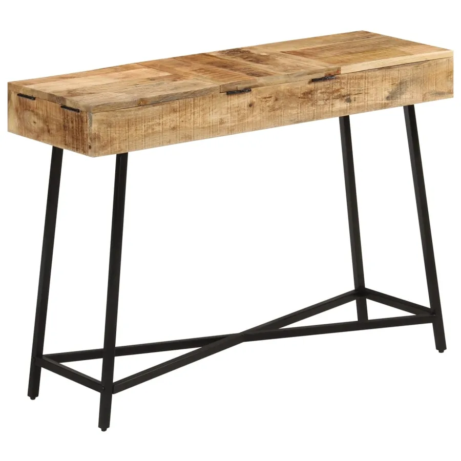 Coiffeuse 105x35x75 cm bois de manguier massif brut et fer - 12