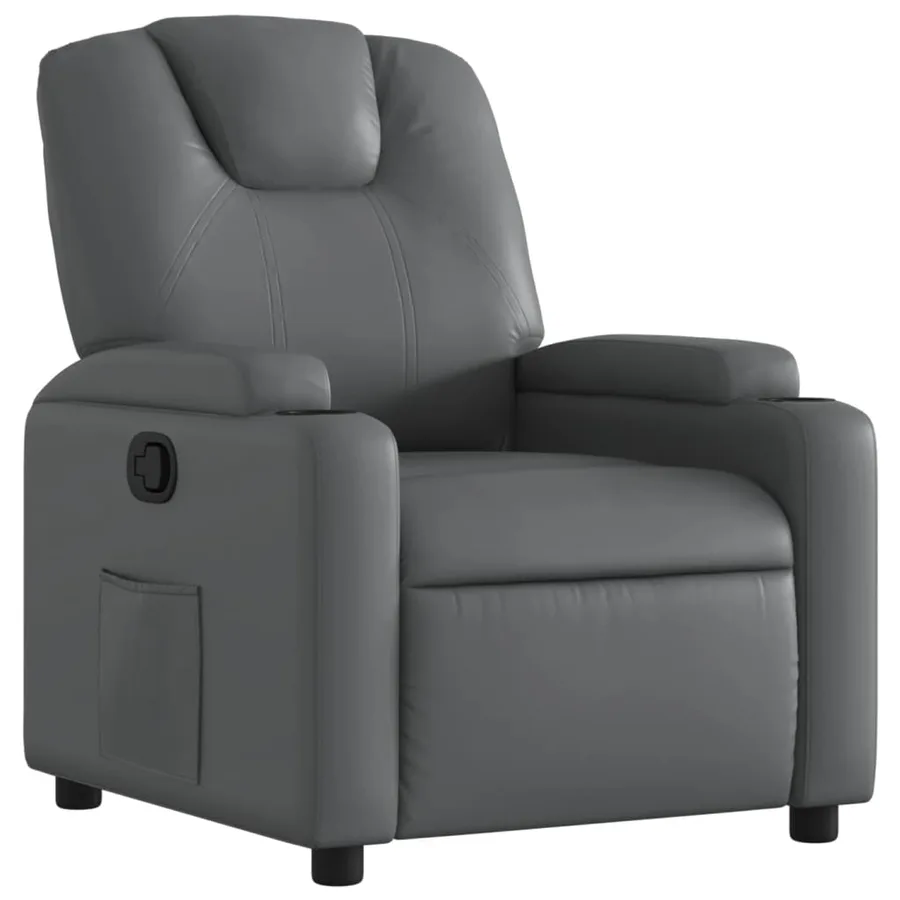 Fauteuil inclinable gris similicuir - 2