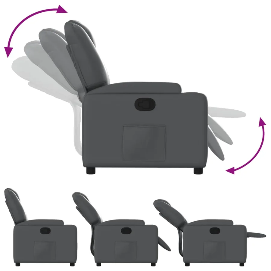 Fauteuil inclinable gris similicuir - 4