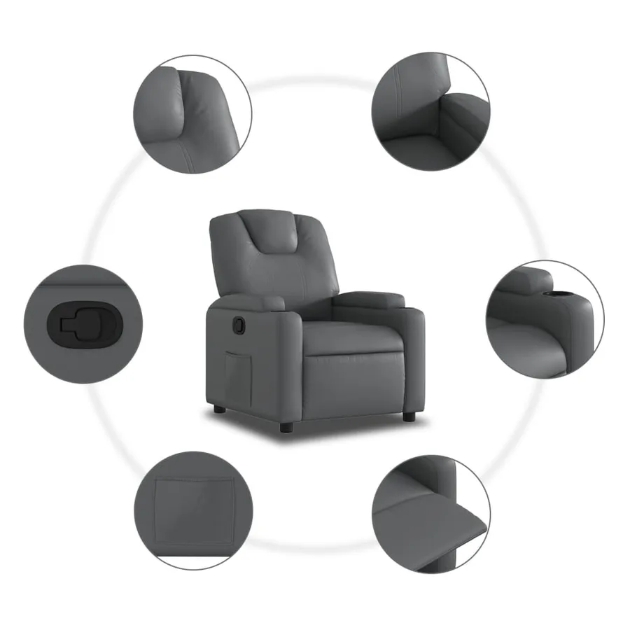 Fauteuil inclinable gris similicuir - 5