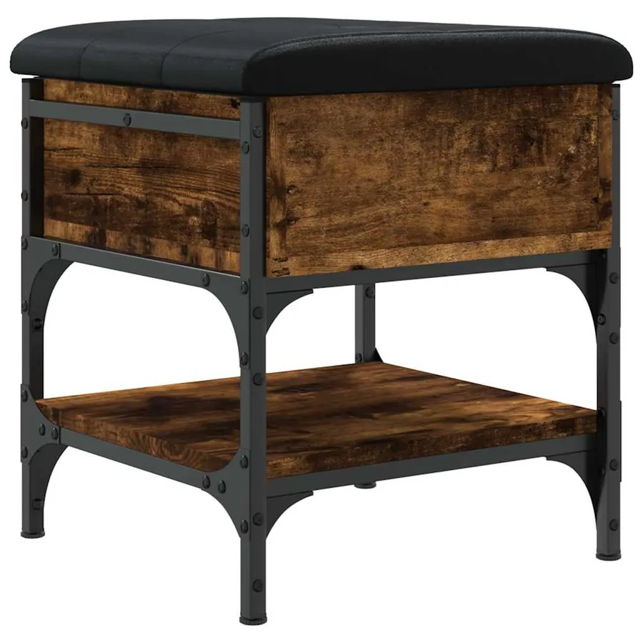 Banc à chaussures chêne fumé 42x42x45 cm bois d'ingénierie - 2