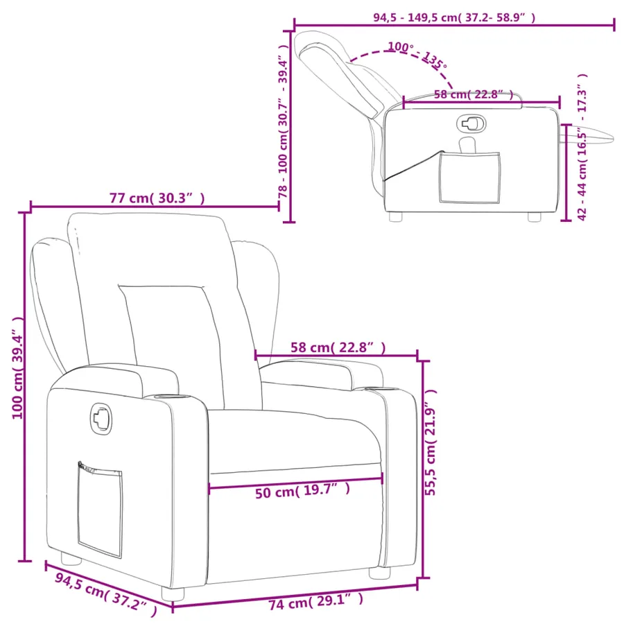 Fauteuil inclinable Crème Similicuir - 11