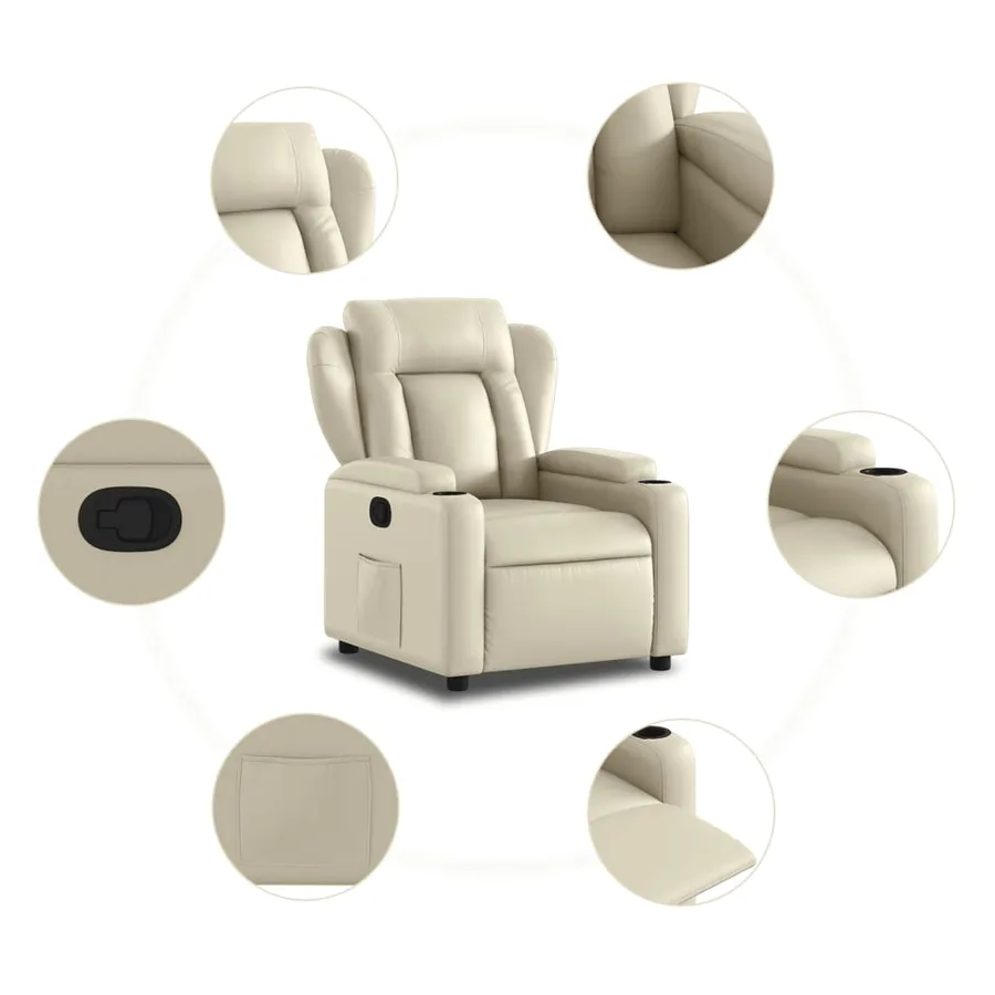 Fauteuil inclinable Crème Similicuir - 7