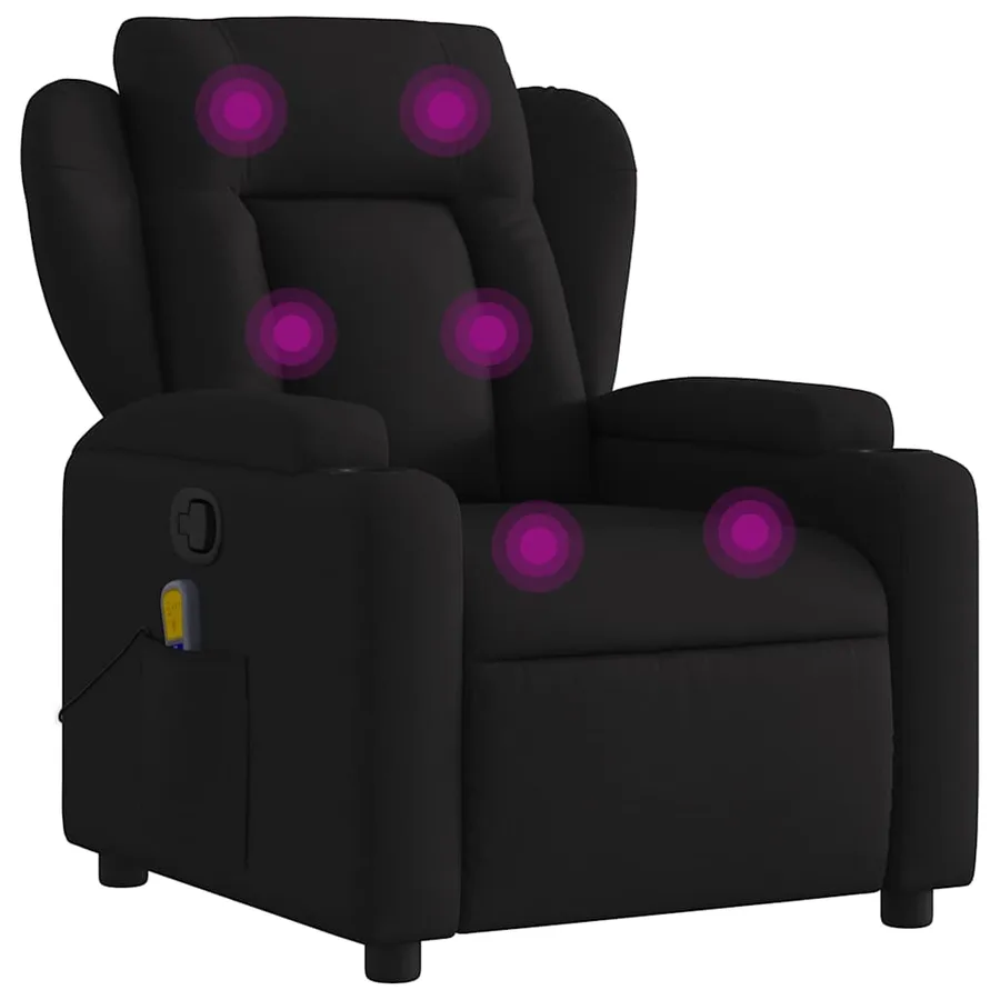 Fauteuil inclinable de massage noir tissu - 2
