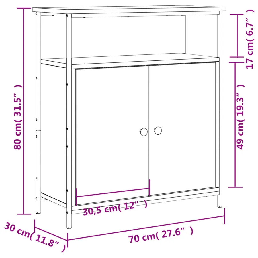 Buffet Chêne Sonoma 70x30x80 cm Bois d'ingénierie - 11