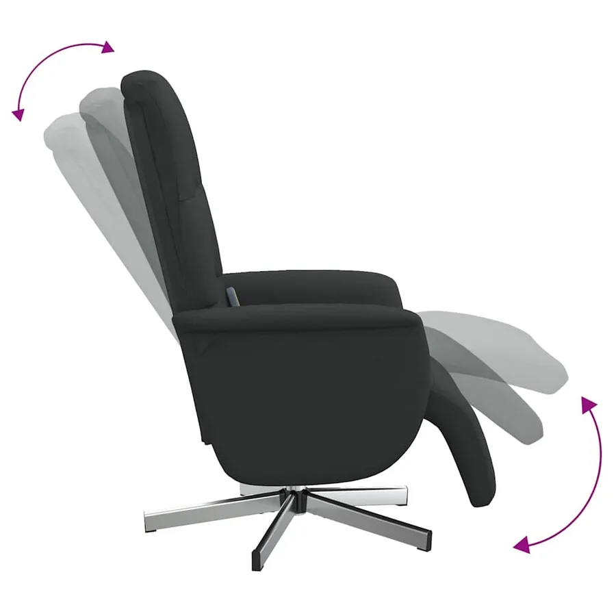 Fauteuil inclinable de massage avec repose-pieds noir tissu - 7