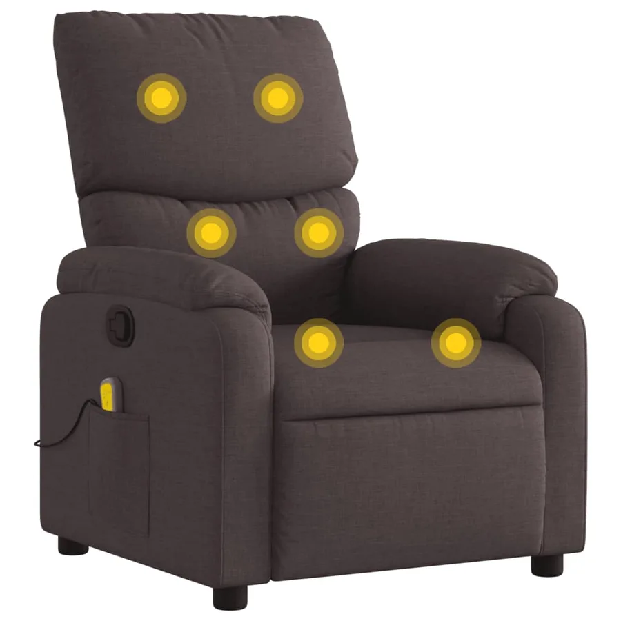 Fauteuil de massage inclinable Marron foncé Tissu - 2