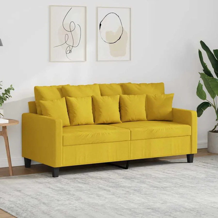 Canapé à 2 places Jaune clair 140 cm Tissu