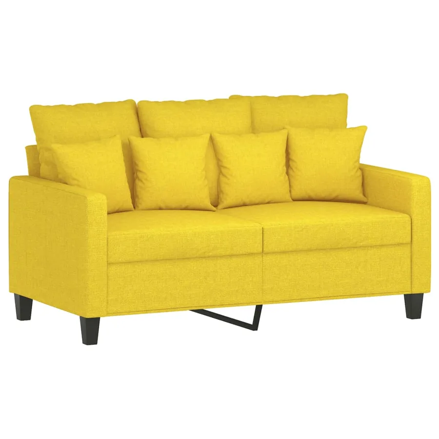 Ensemble de canapés 2 pcs avec coussins Jaune clair Tissu - 3