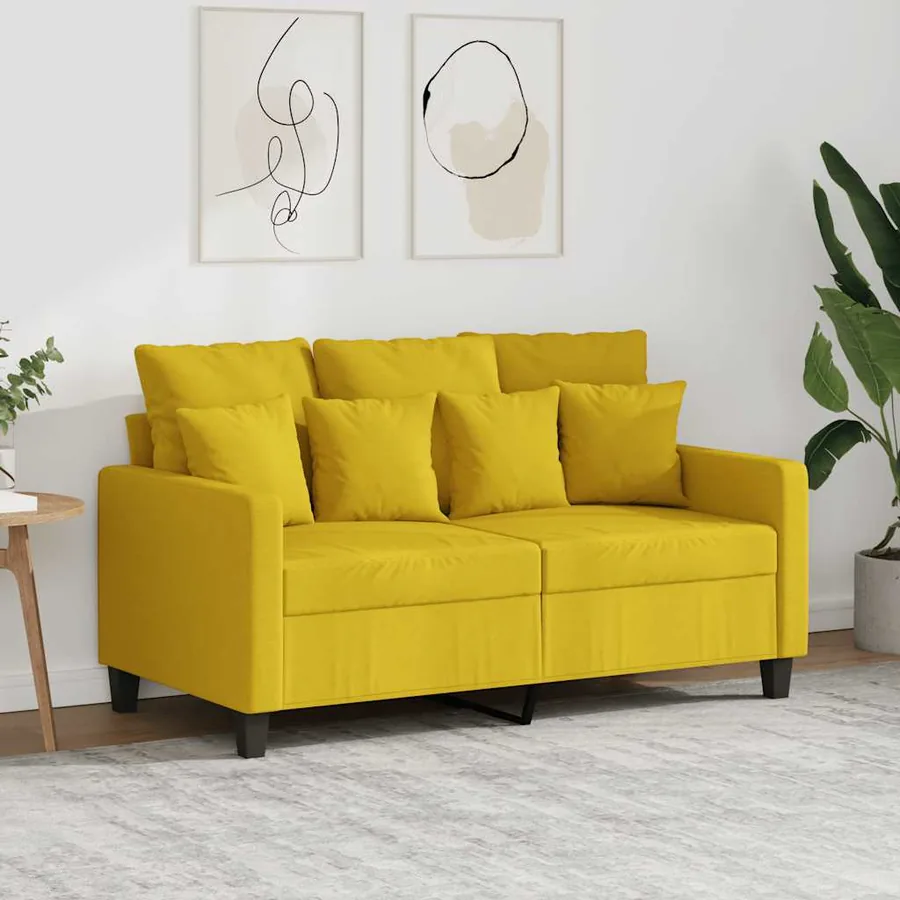 Canapé à 2 places Jaune clair 120 cm Tissu