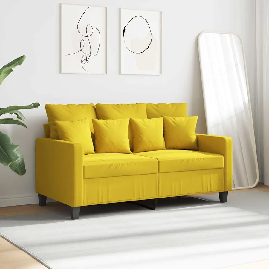 Canapé à 2 places Jaune clair 120 cm Tissu - 3