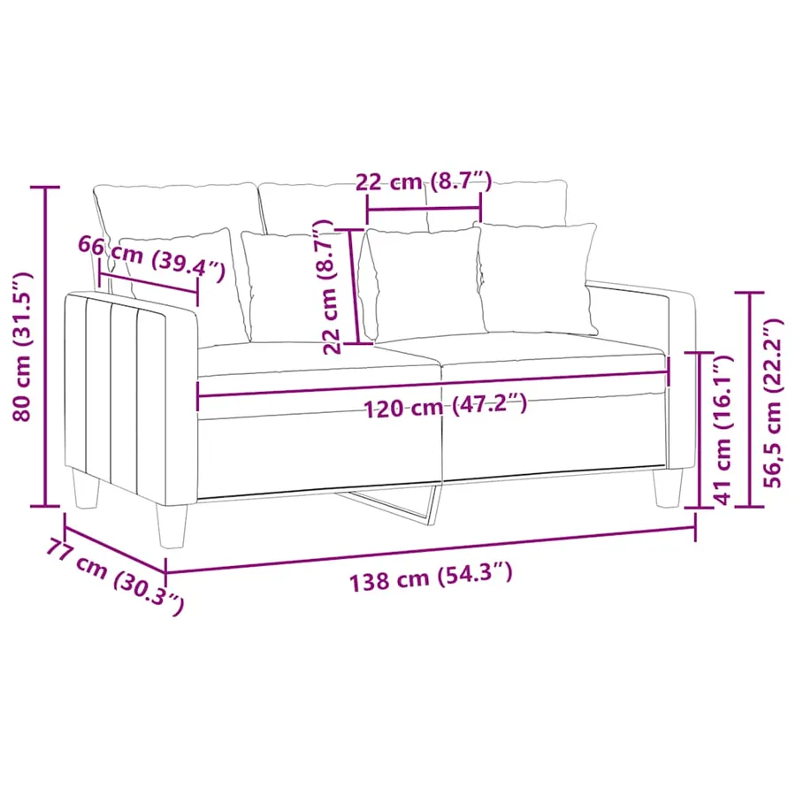 Canapé à 2 places Jaune clair 120 cm Tissu - 9