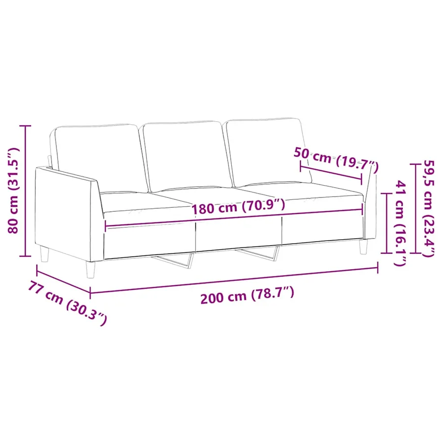 Canapé à 3 places Gris 180 cm Similicuir - 9