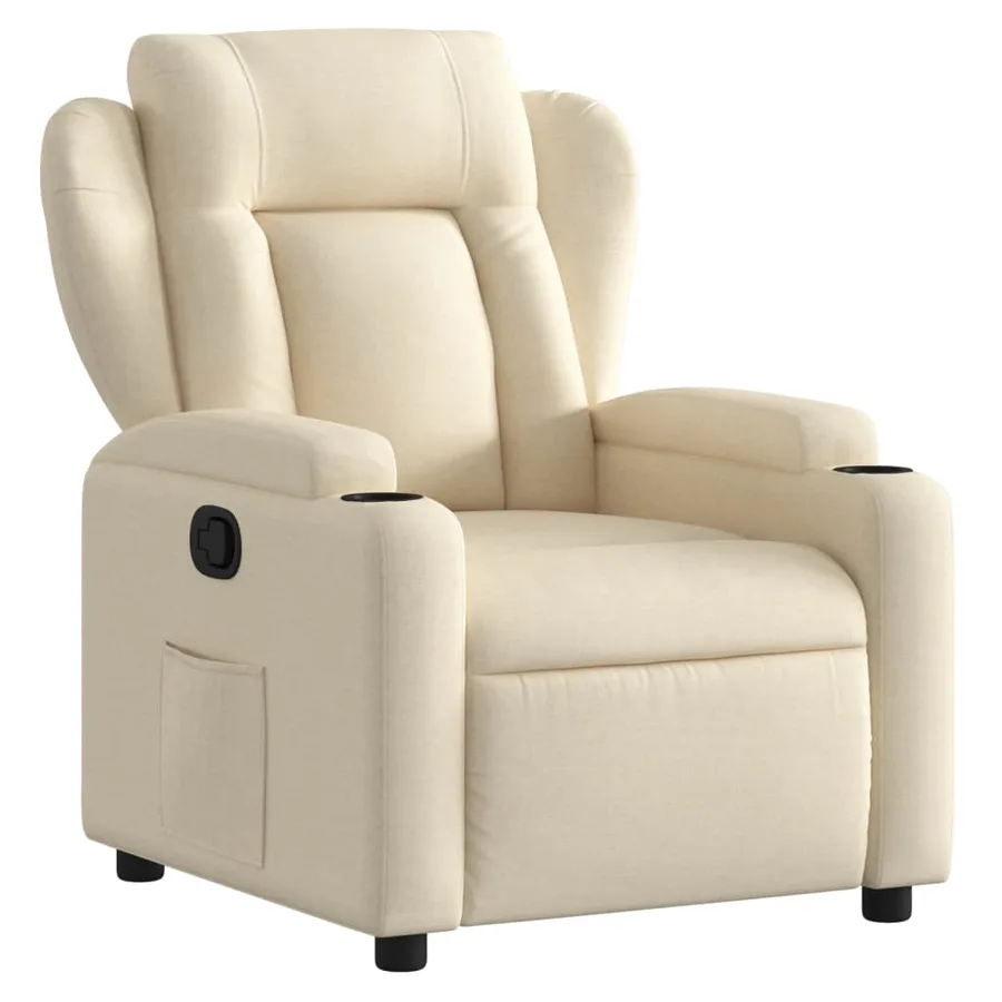Fauteuil inclinable en tissu crème - 2