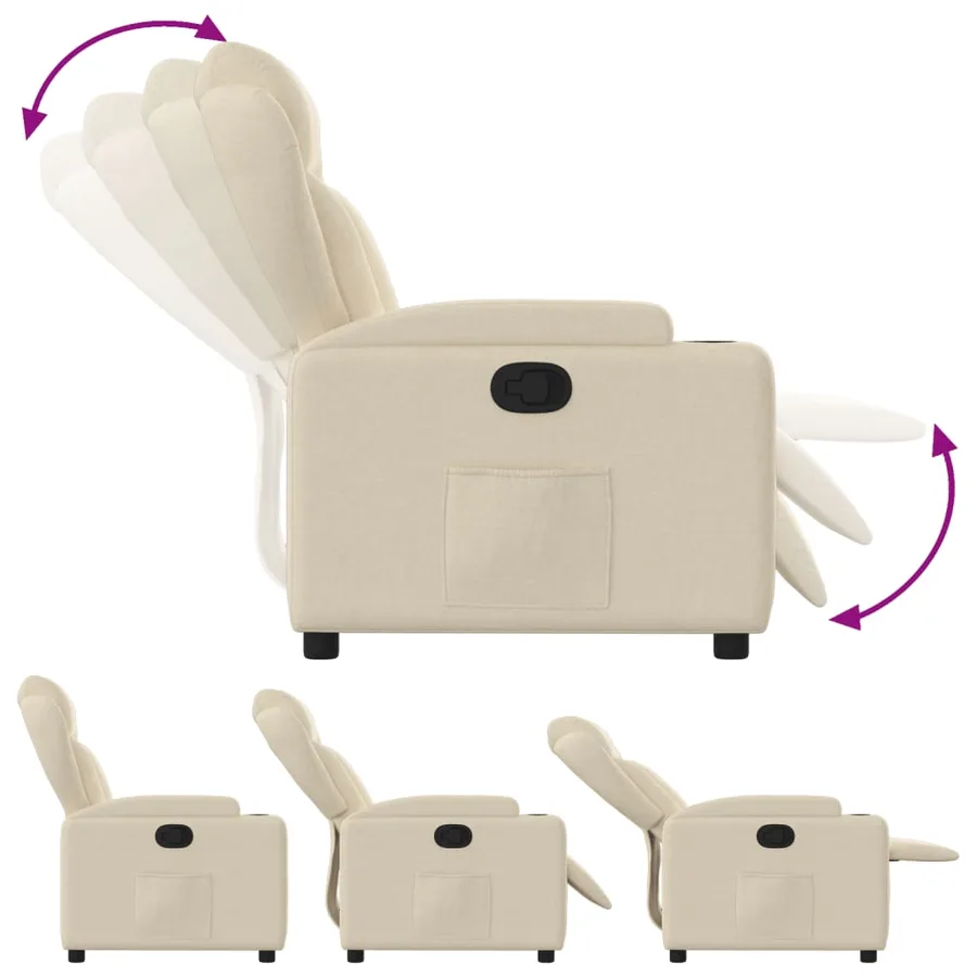 Fauteuil inclinable en tissu crème - 4