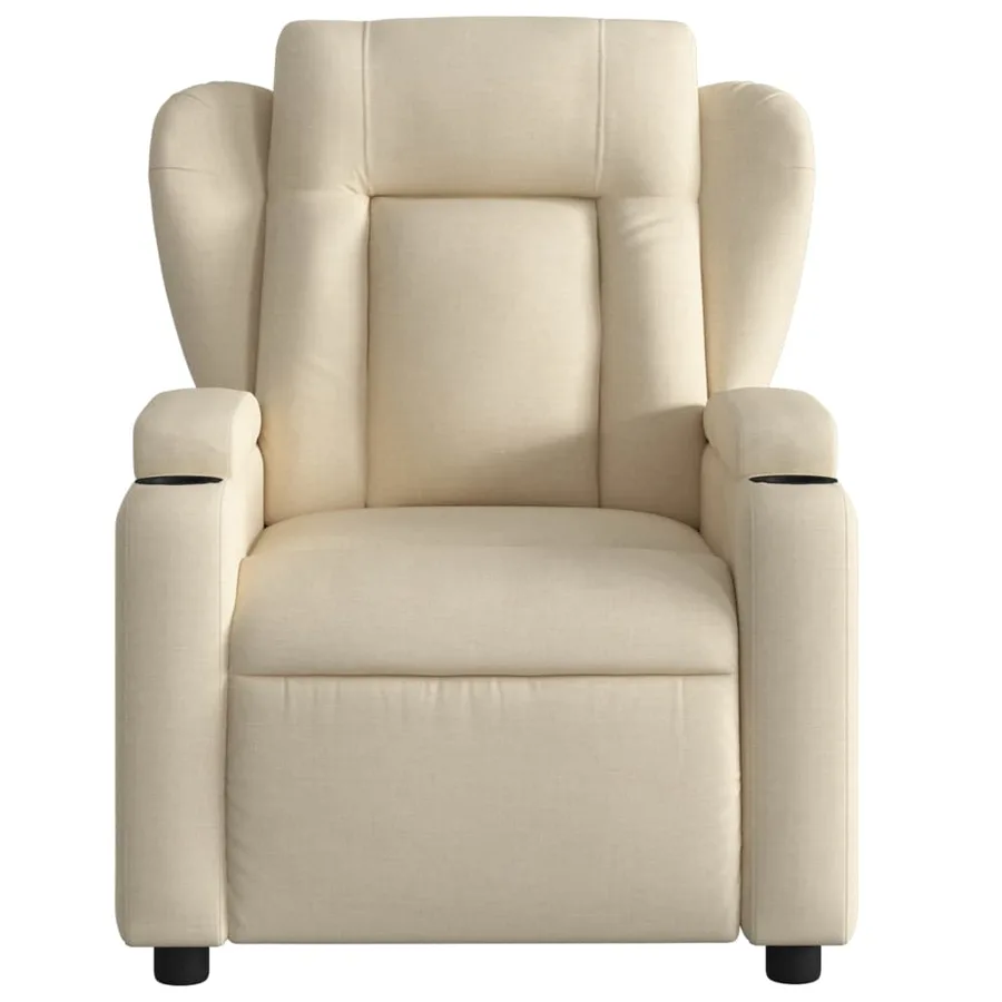 Fauteuil inclinable en tissu crème - 6