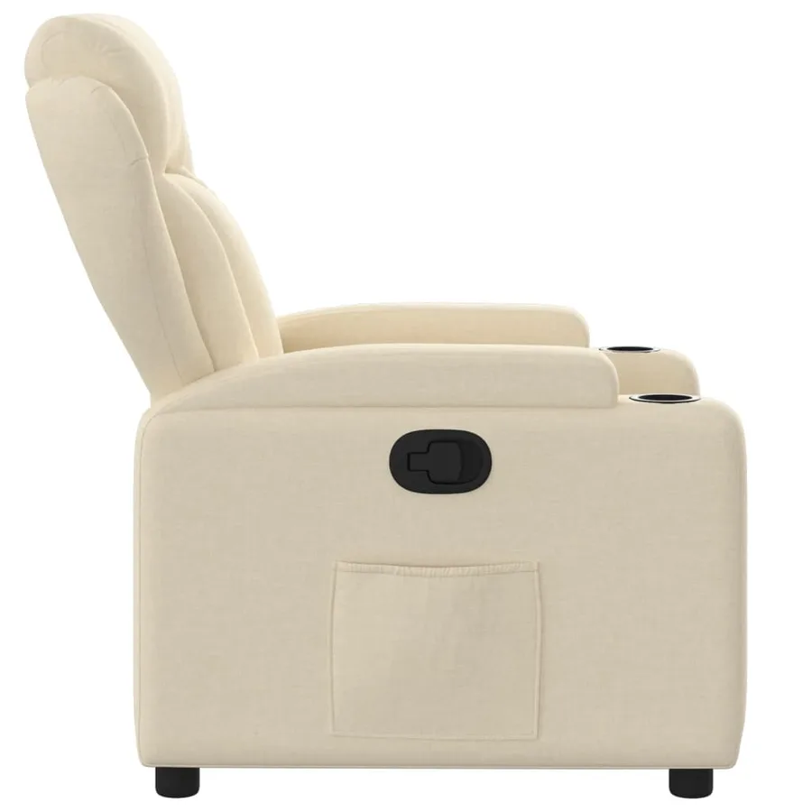 Fauteuil inclinable en tissu crème - 7