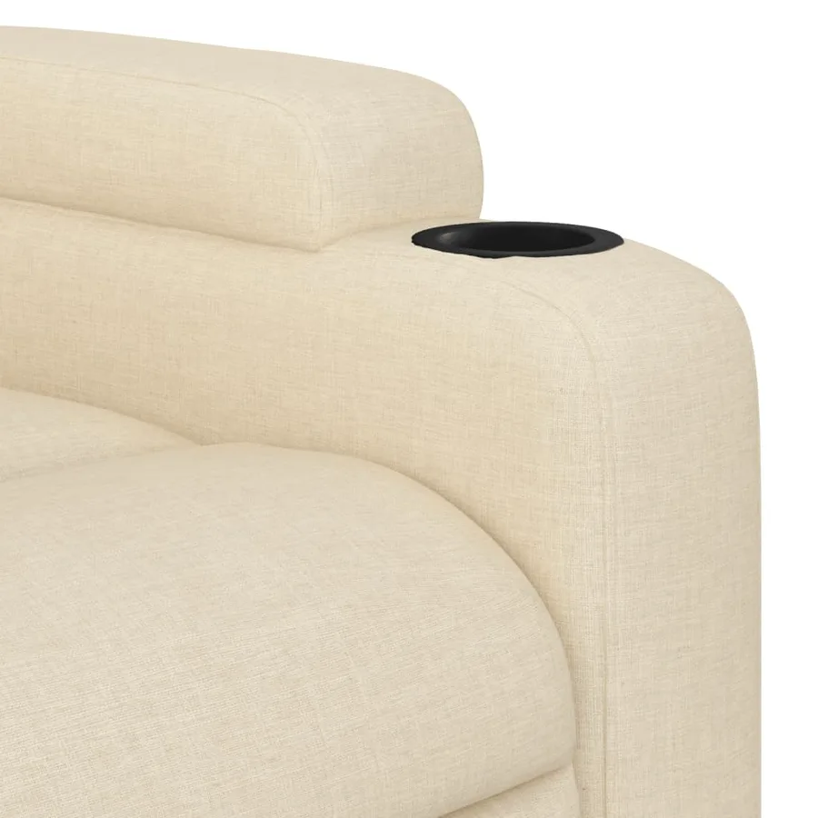 Fauteuil inclinable en tissu crème - 8