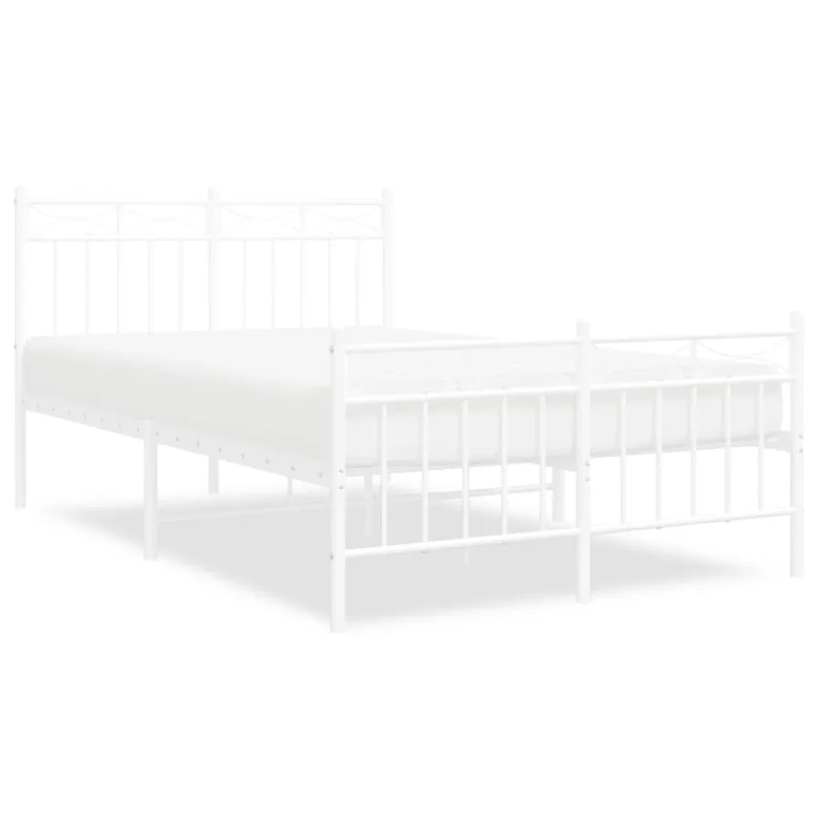 Cadre de lit métal sans matelas et pied de lit blanc 120x200 cm - 2
