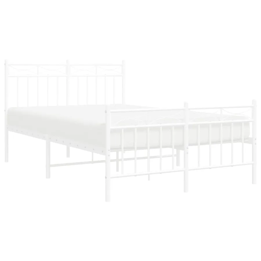 Cadre de lit métal sans matelas et pied de lit blanc 120x200 cm - 3