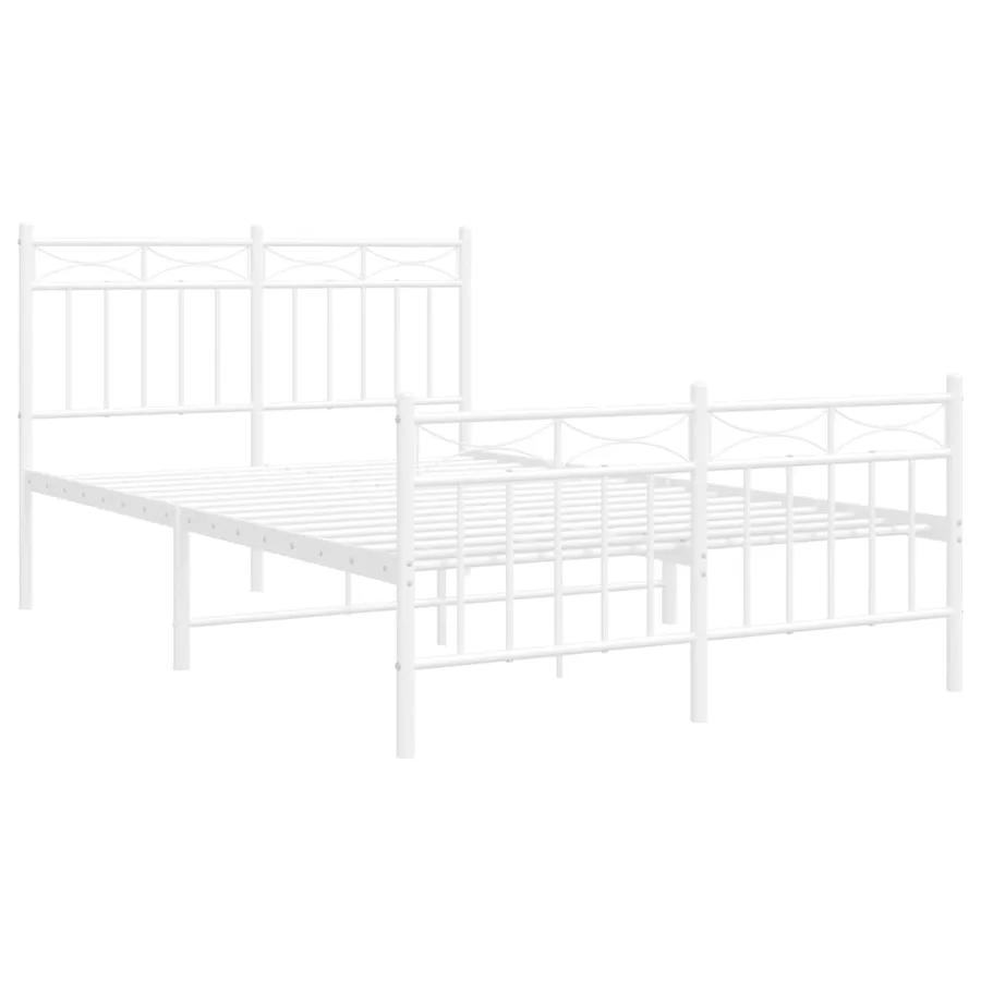 Cadre de lit métal sans matelas et pied de lit blanc 120x200 cm - 4