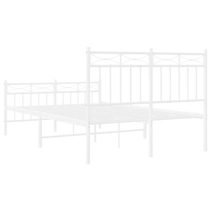 Cadre de lit métal sans matelas et pied de lit blanc 120x200 cm - 7