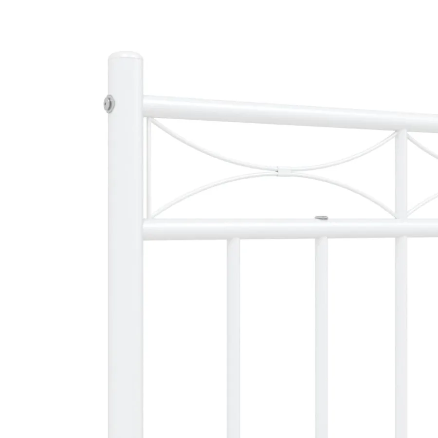 Cadre de lit métal sans matelas et pied de lit blanc 120x200 cm - 8