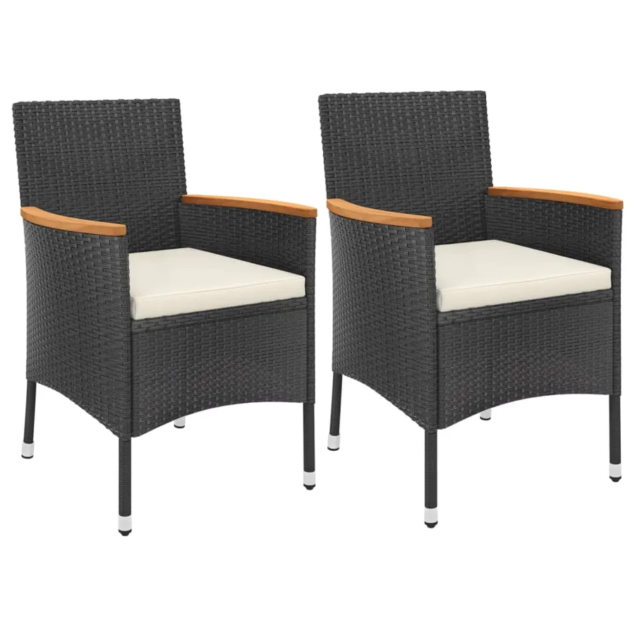 Ensemble de bistro de jardin 3 pcs coussins noir poly rotin - 3