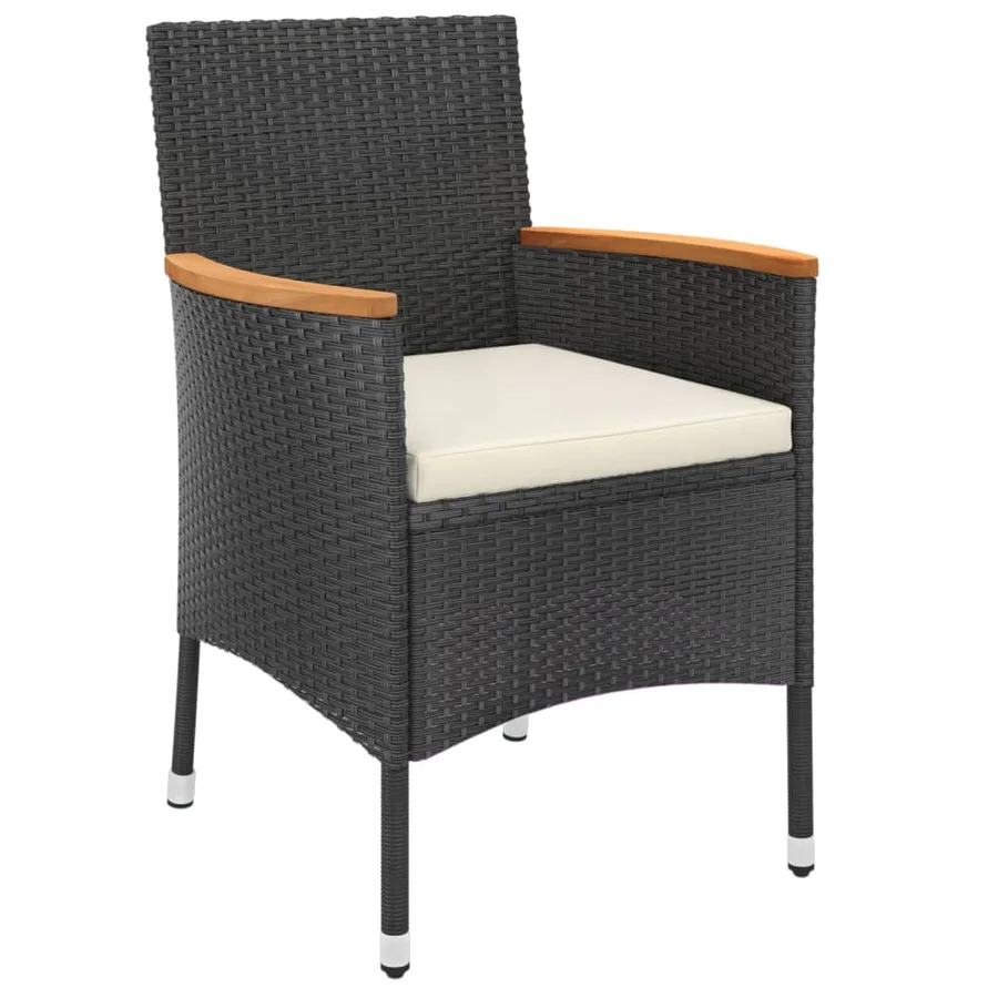 Ensemble de bistro de jardin 3 pcs coussins noir poly rotin - 4