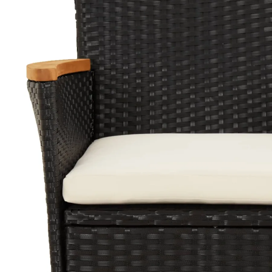 Ensemble de bistro de jardin 3 pcs coussins noir poly rotin - 6