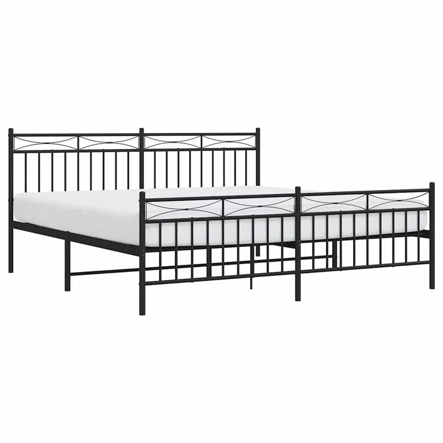 Cadre de lit métal sans matelas avec pied de lit noir 183x213cm - 4