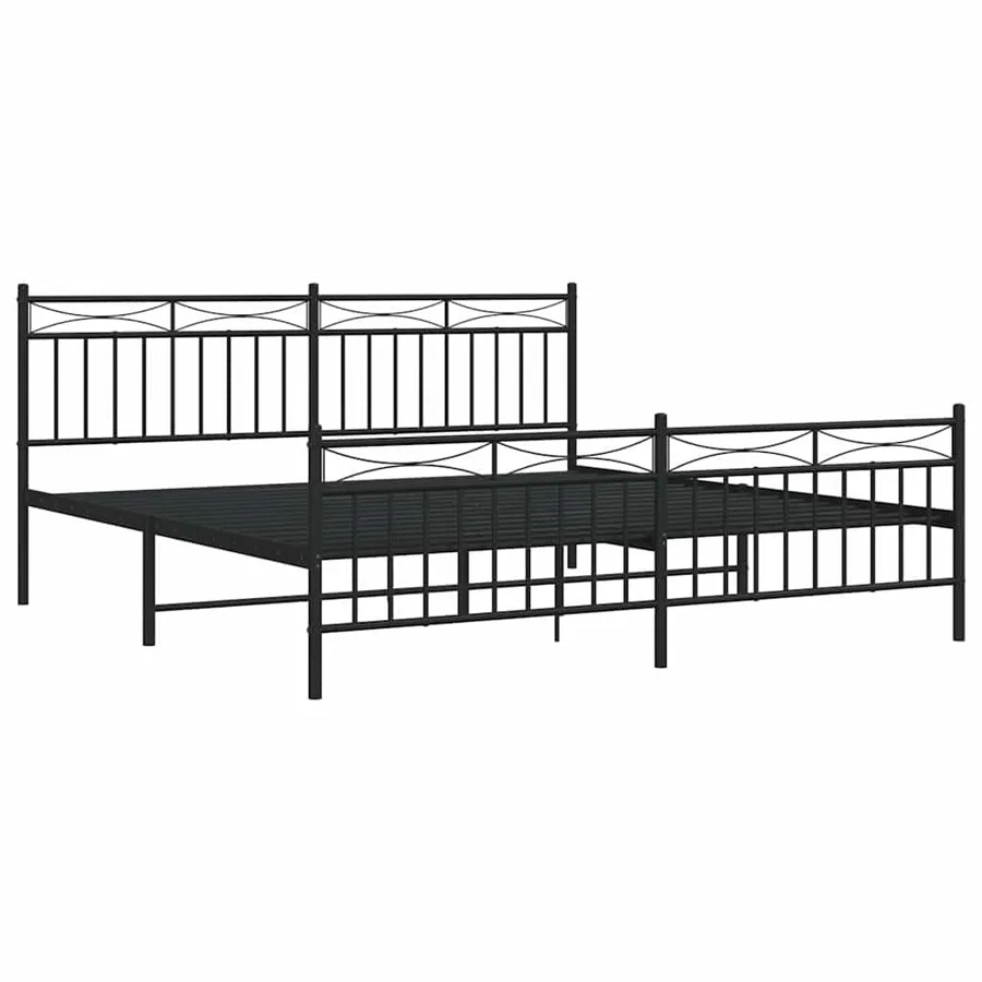 Cadre de lit métal sans matelas avec pied de lit noir 183x213cm - 5