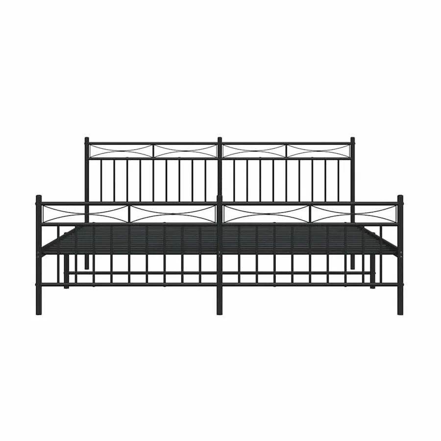 Cadre de lit métal sans matelas avec pied de lit noir 183x213cm - 6