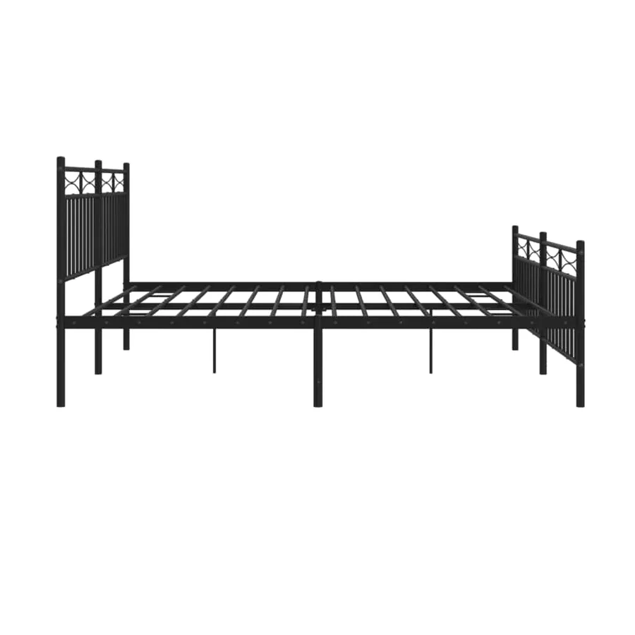 Cadre de lit métal sans matelas avec pied de lit noir 183x213cm - 7