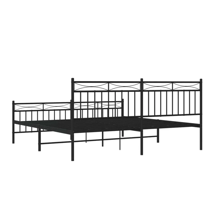 Cadre de lit métal sans matelas avec pied de lit noir 183x213cm - 8