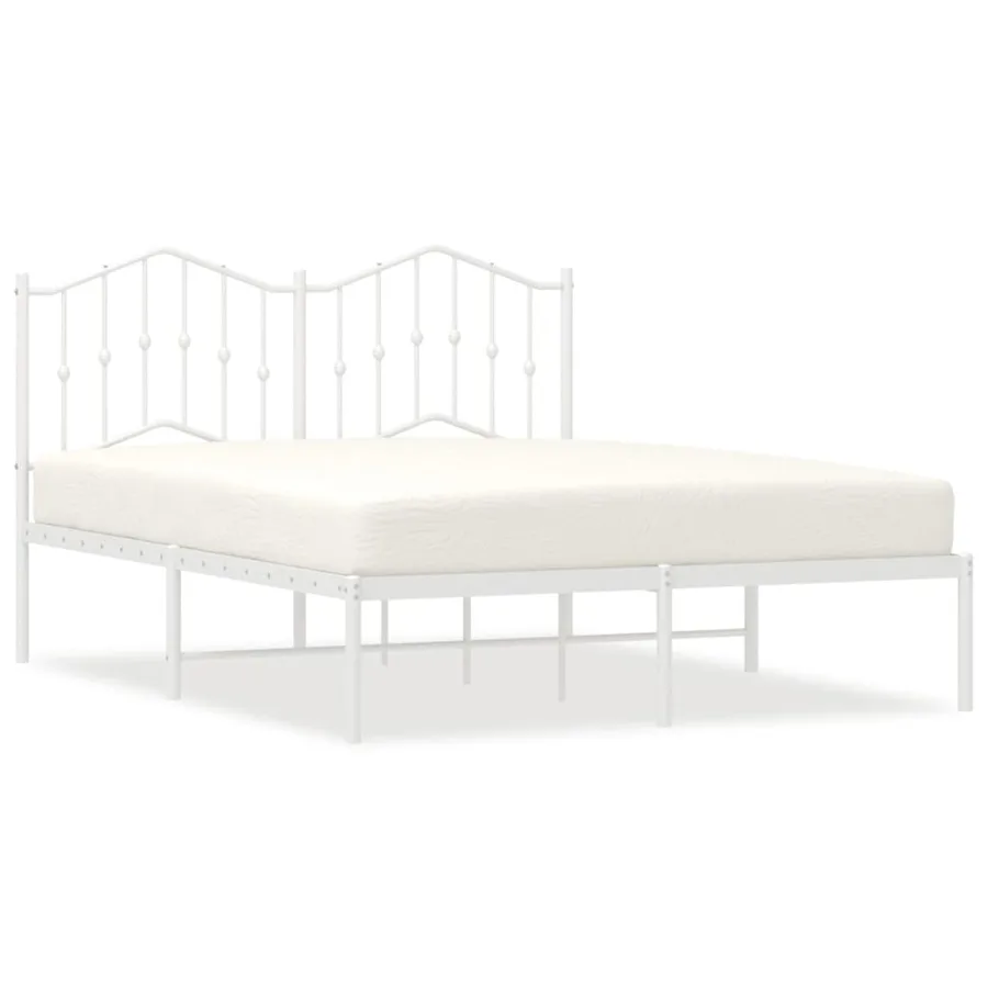 Cadre de lit métal sans matelas et tête de lit blanc 140x190 cm - 2