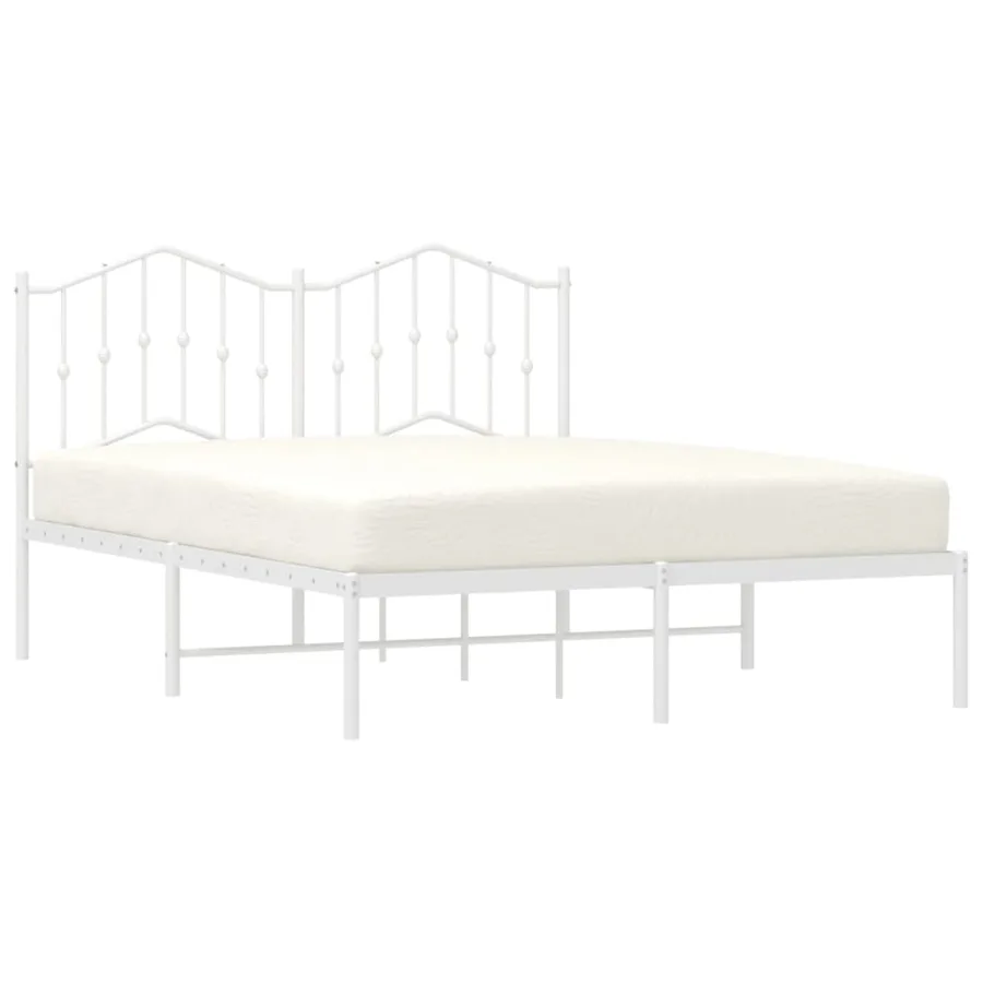 Cadre de lit métal sans matelas et tête de lit blanc 140x190 cm - 3