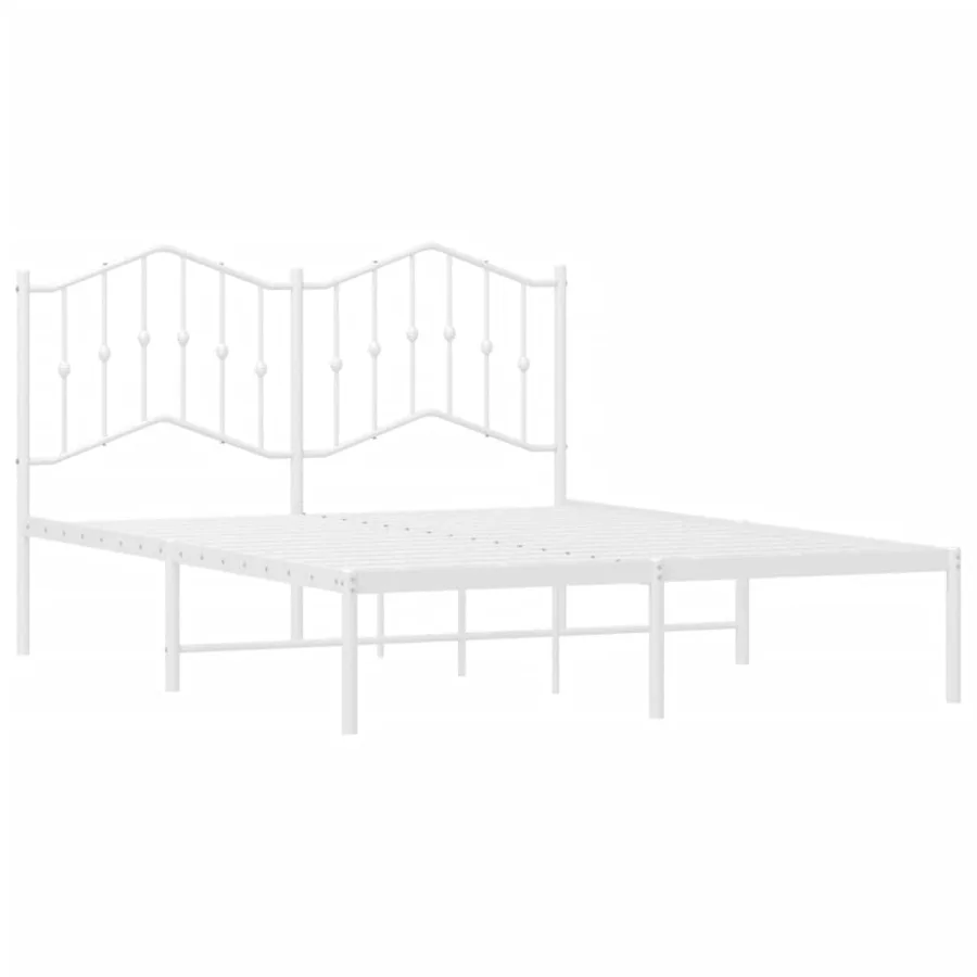 Cadre de lit métal sans matelas et tête de lit blanc 140x190 cm - 4