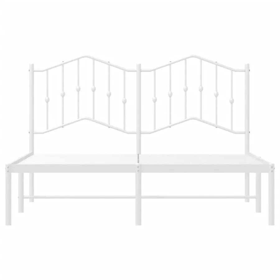 Cadre de lit métal sans matelas et tête de lit blanc 140x190 cm - 5