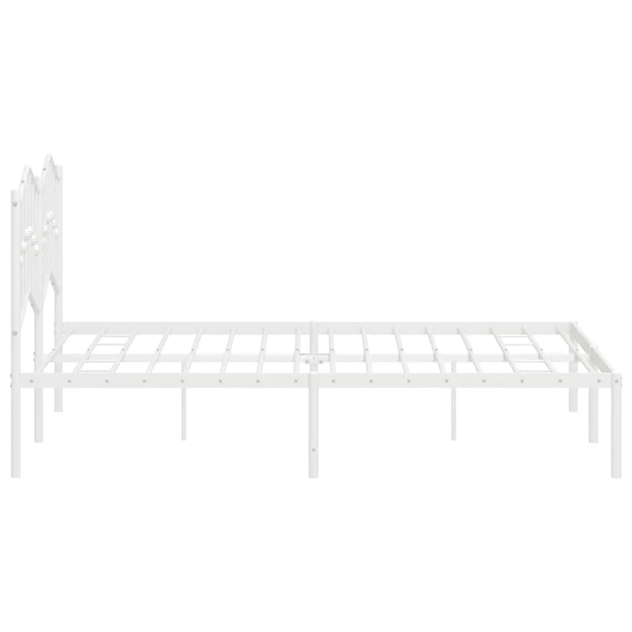 Cadre de lit métal sans matelas et tête de lit blanc 140x190 cm - 6