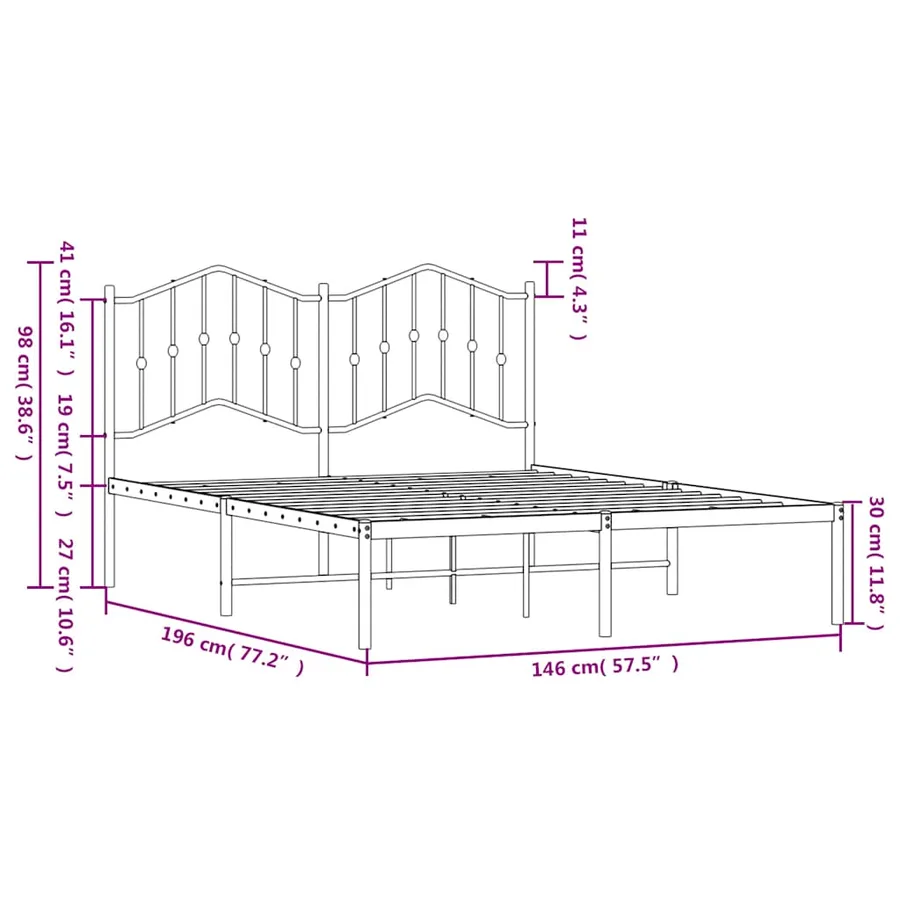 Cadre de lit métal sans matelas et tête de lit blanc 140x190 cm - 9