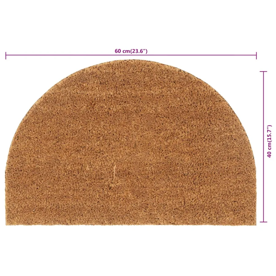 Tapis de porte naturel demi-rond 40x60cm fibre de coco touffeté - 5