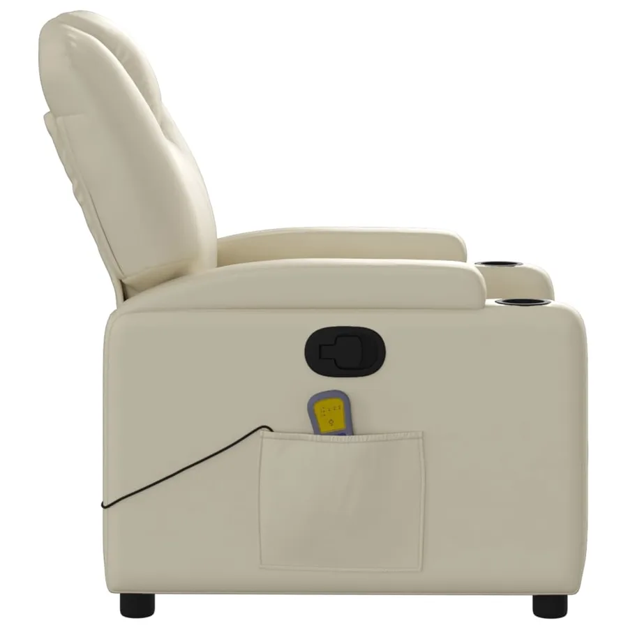 Fauteuil de massage inclinable crème similicuir - 8