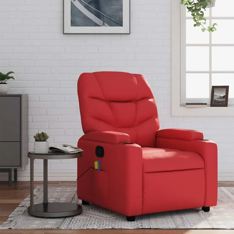 Fauteuil de massage inclinable rouge similicuir