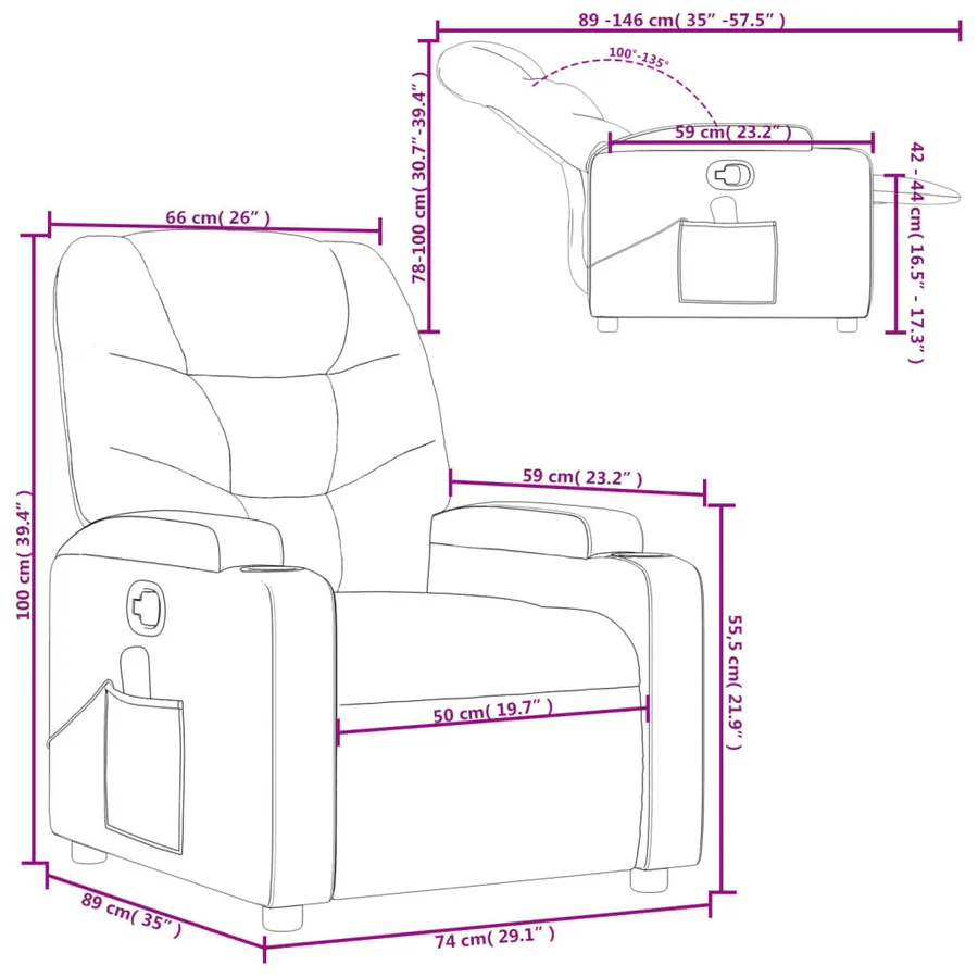 Fauteuil de massage inclinable Taupe Tissu - 13