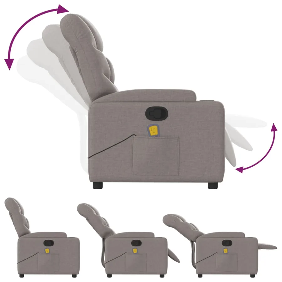 Fauteuil de massage inclinable Taupe Tissu - 7
