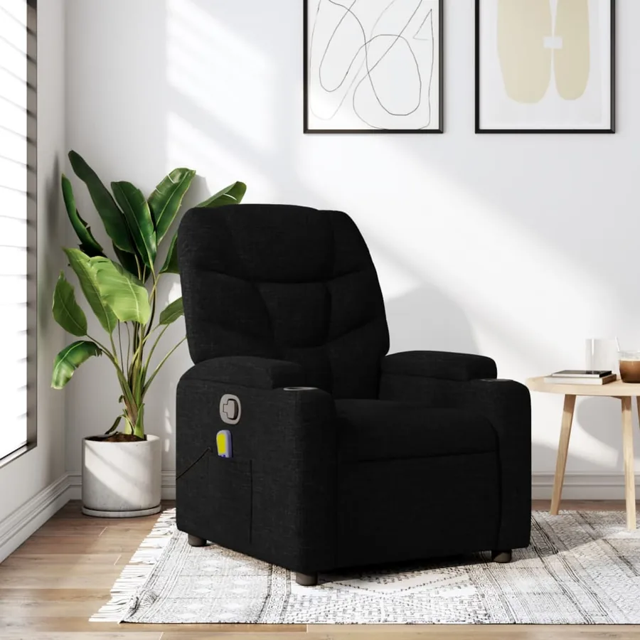 Fauteuil de massage inclinable noir tissu