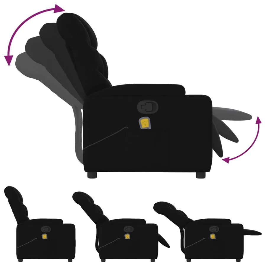 Fauteuil de massage inclinable noir tissu - 5